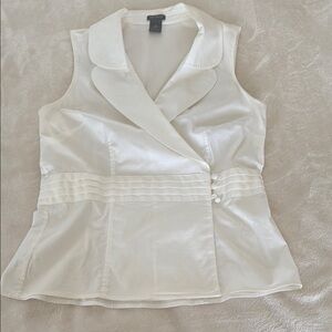 Ann Taylor White Fitted Peplum Blouse
